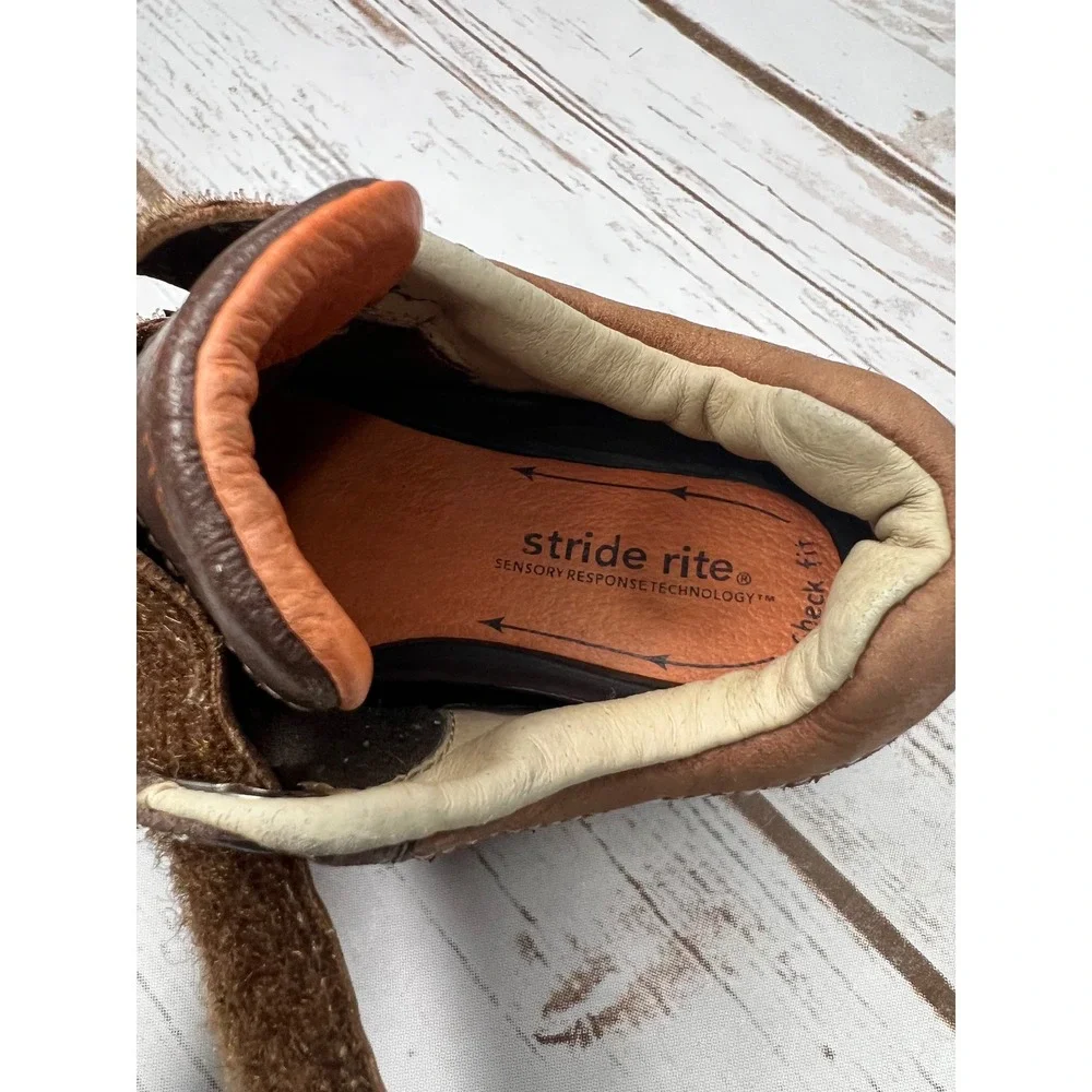 Stride Rite SRT Sneakers‎ Brown Leather Hook and Loop Toddler Size 5.5W